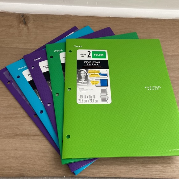 12 pocket accordion folder and 5 2 pocket poly plastic 3 ring  binder folders. - Picture 6 of 7